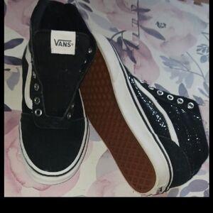 Vans Black Sneakers with White Soles